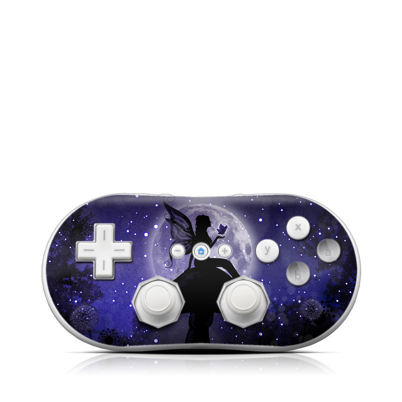 Wii Classic Controller Skin design of Purple, Sky, Moonlight, Cg artwork, Fictional character, Darkness, Night, Illustration, Space, Star, with black, blue, gray, purple colors