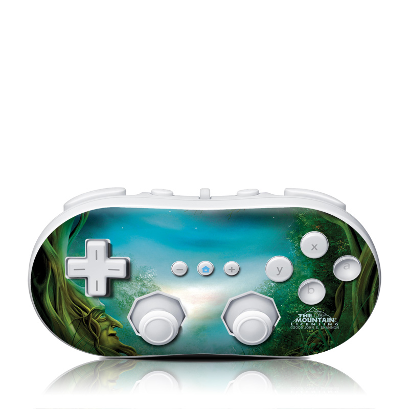 Wii Classic Controller Skin design of Fractal art, Art, Organism, Fictional character, Earth, Cg artwork, with black, blue, green, gray colors