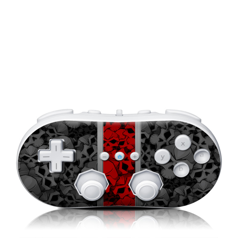 Wii Classic Controller Skin design of Font, Text, Pattern, Design, Graphic design, Black-and-white, Monochrome, Graphics, Illustration, Art, with black, red, gray colors