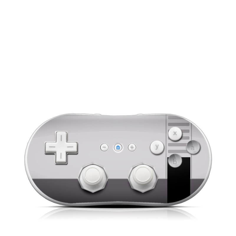 Wii Classic Controller Skin design of Text, Font, Red, Product, Logo, Brand, Material property, Graphics, Rectangle with gray, black, red colors