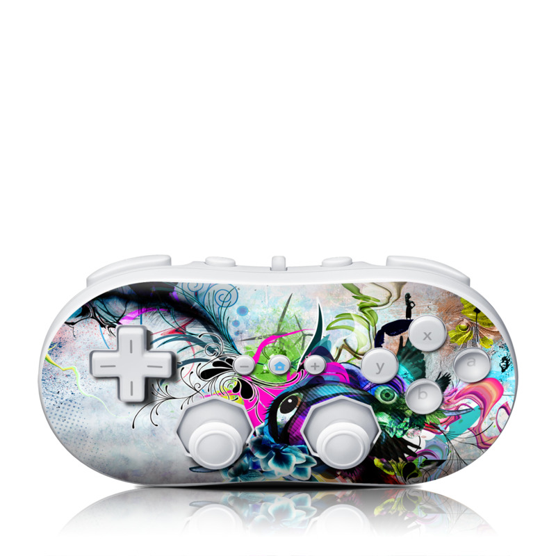 Wii Classic Controller Skin design of Graphic design, Psychedelic art, Art, Illustration, Purple, Visual arts, Graffiti, Street art, Design, Painting, with gray, black, blue, green, purple colors