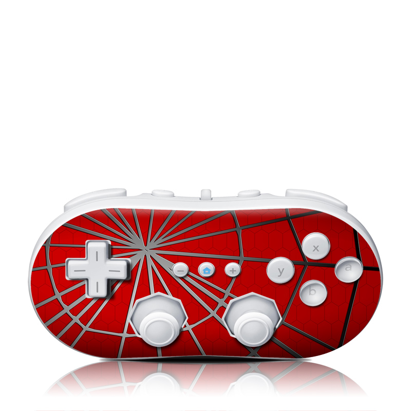 Wii Classic Controller Skin design of Red, Symmetry, Circle, Pattern, Line, with red, black, gray colors