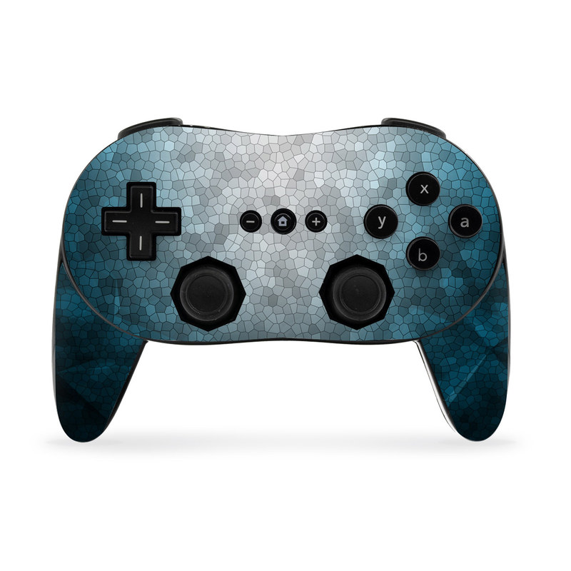 Wii Classic Controller Pro Skin design of Blue, Aqua, Turquoise, Green, Water, Teal, Sky, Azure, Pattern, Atmosphere, with blue, white, gray colors