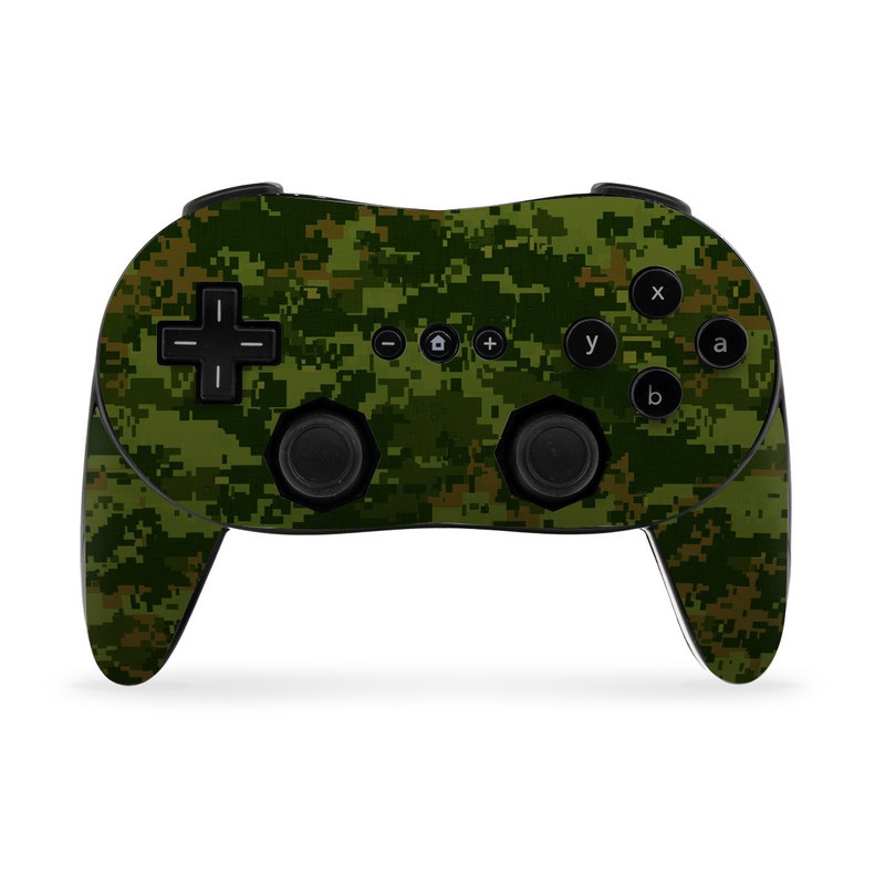 Wii Classic Controller Pro Skin design of Military camouflage, Green, Pattern, Uniform, Camouflage, Clothing, Design, Leaf, Plant, with green, brown colors