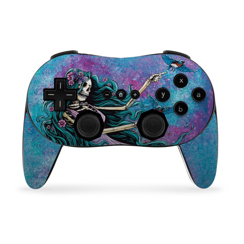 Wii Classic Controller Pro Skin design of Green, Purple, Painting, Paint, Art, Cg artwork, Mythical creature, Musical instrument, Graffiti, Artist, with blue, purple, white, gray, brown colors