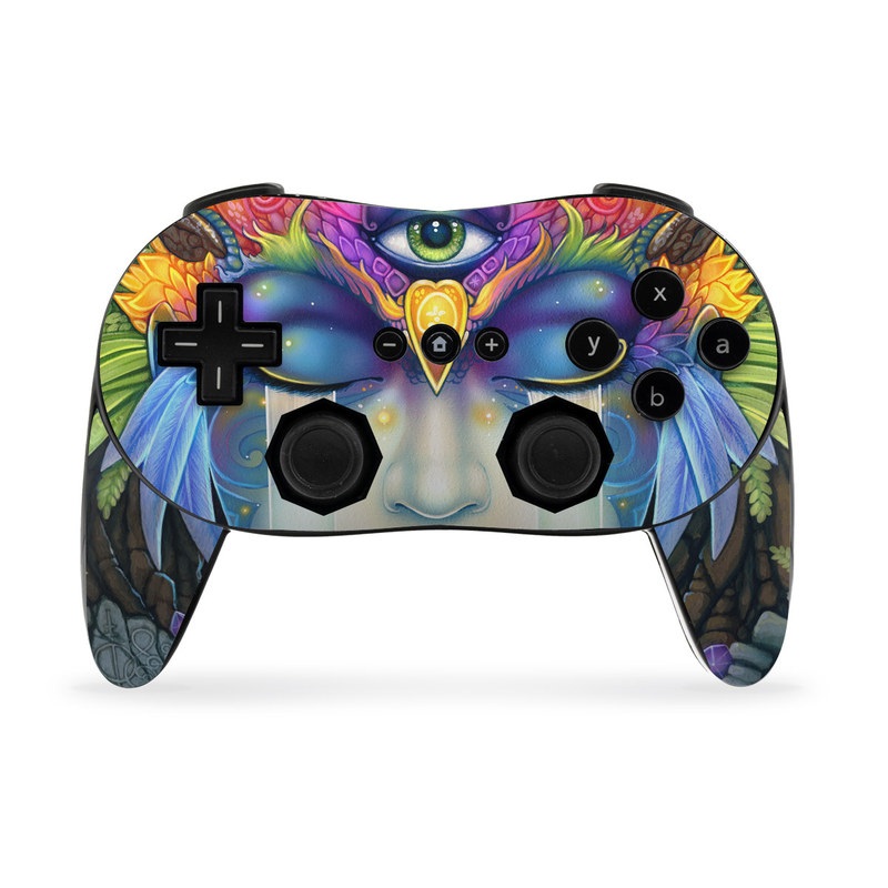 Wii Classic Controller Pro Skin design of Art paint, Paint, Painting, Art, Illustration, Fictional character, Symmetry, Cg artwork, Visual arts, Electric blue, with blue, yellow, orange, red, purple, blue, green, brown, gray colors