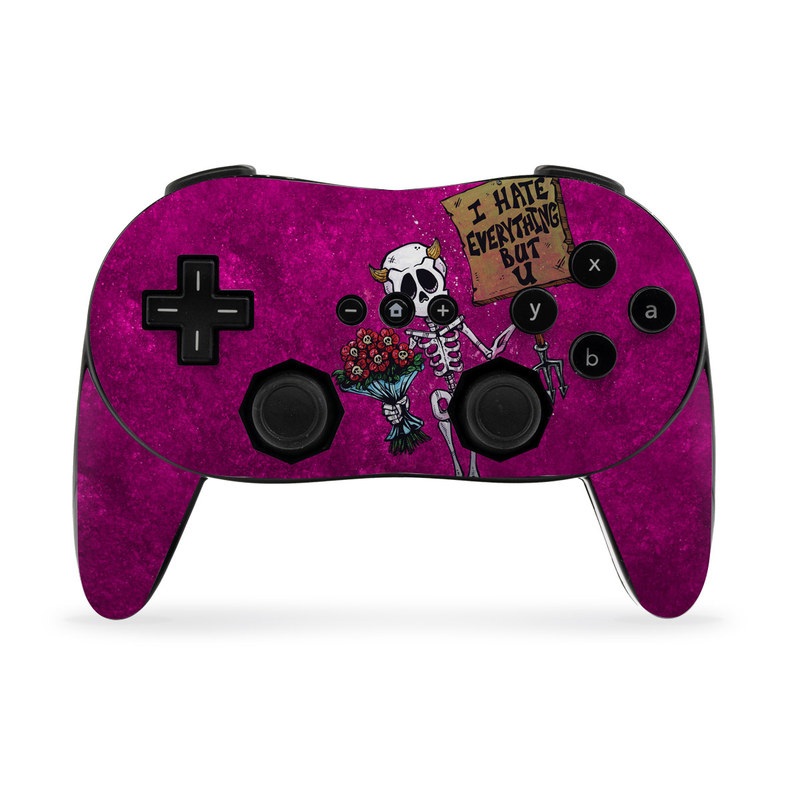 Wii Classic Controller Pro Skin design of Purple, Pink, Violet, Magenta, Font, Tints and shades, Art, Electric blue, Skull, Rectangle, with white, gray, pink, red, green, brown, black colors