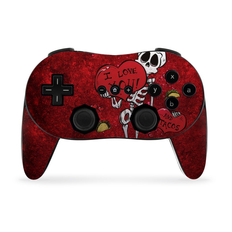 Wii Classic Controller Pro Skin design of Font, Red, Art, Magenta, Tints and shades, Pattern, Bone, Plant, Carmine, Visual arts, with black, white, gray, red, yellow colors