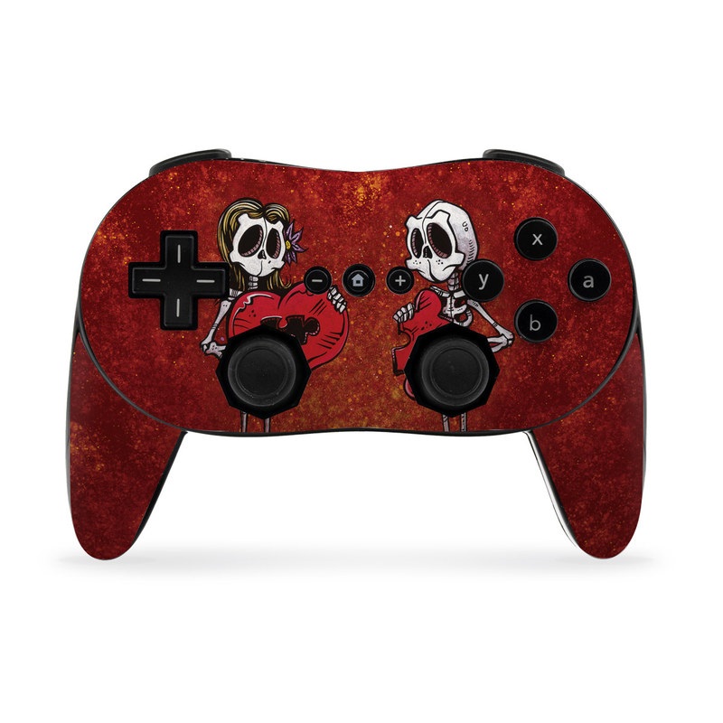 Wii Classic Controller Pro Skin design of Font, Tints and shades, Bone, Art, Skull, Pattern, Creative arts, Carmine, Visual arts, Rectangle, with white, black, gray, brown, red, yellow, orange colors
