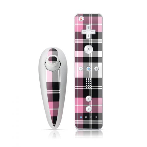 Pink Plaid Wii Nunchuk/Remote Skin