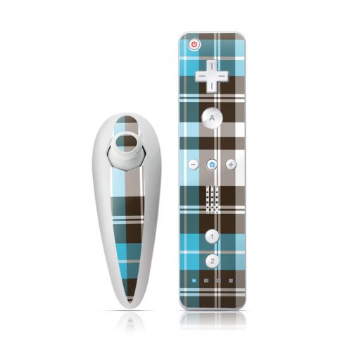 Turquoise Plaid Wii Nunchuk/Remote Skin