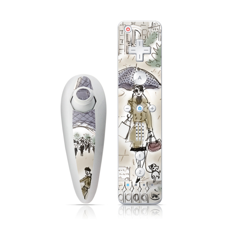 Wii Nunchuk Remote Skin design of Cartoon, Umbrella, Illustration, Organism, Art, Fiction, Fictional character, with brown, gray, purple colors