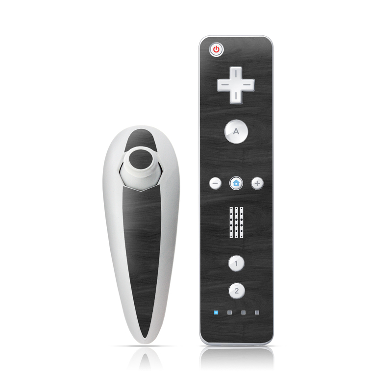 Wii Nunchuk Remote Skin design of Black, Brown, Wood, Grey, Flooring, Floor, Laminate flooring, Wood flooring, with black colors