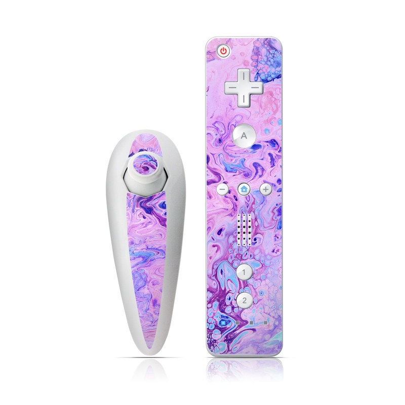 Wii Nunchuk Remote Skin design of Purple, Violet, Lilac, Art, Pattern, Modern art, Painting, Visual arts, Acrylic paint, Magenta, with pink, purple, blue colors
