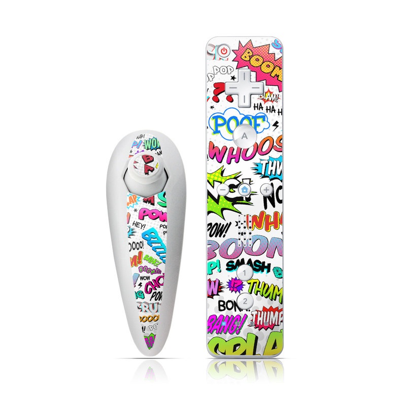 Wii Nunchuk Remote Skin design of Text, Font, Line, Graphics, Art, Graphic design, with gray, white, red, blue, black colors