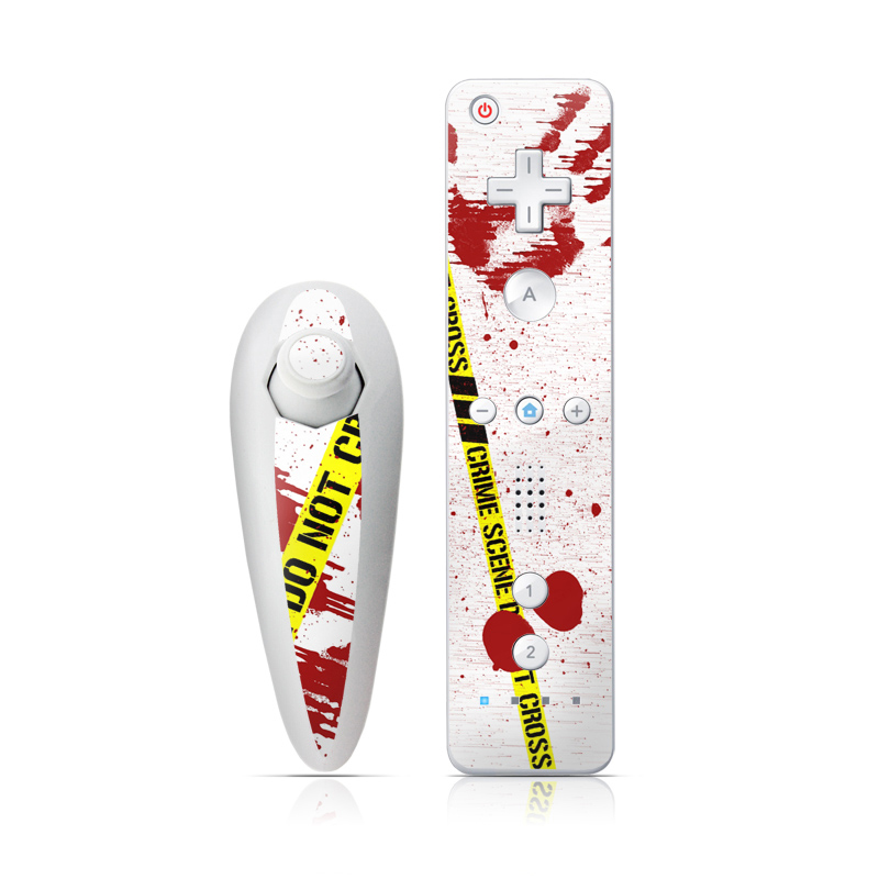 Wii Nunchuk Remote Skin design of Text, Font, Red, Graphic design, Logo, Graphics, Brand, Banner, with white, red, yellow, black colors