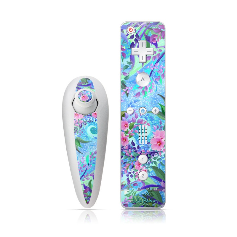 Wii Nunchuk Remote Skin design of Psychedelic art, Pattern, Lilac, Purple, Art, Pink, Design, Fractal art, Visual arts, Organism, with gray, blue, purple colors