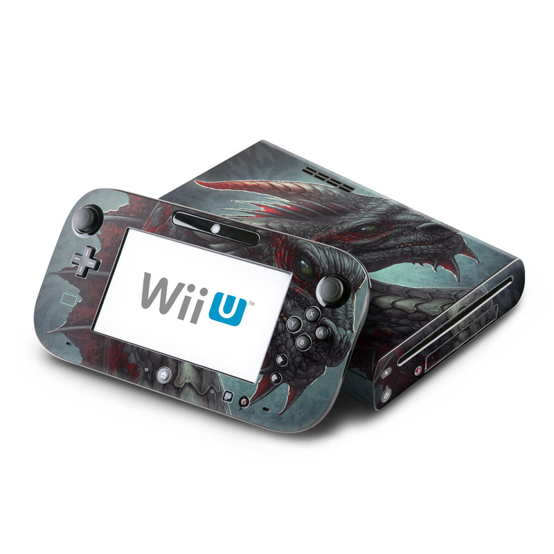 Wii U Skin design of Dragon, Fictional character, Mythical creature, Demon, Cg artwork, Illustration, Green dragon, Supernatural creature, Cryptid, with red, gray, blue colors