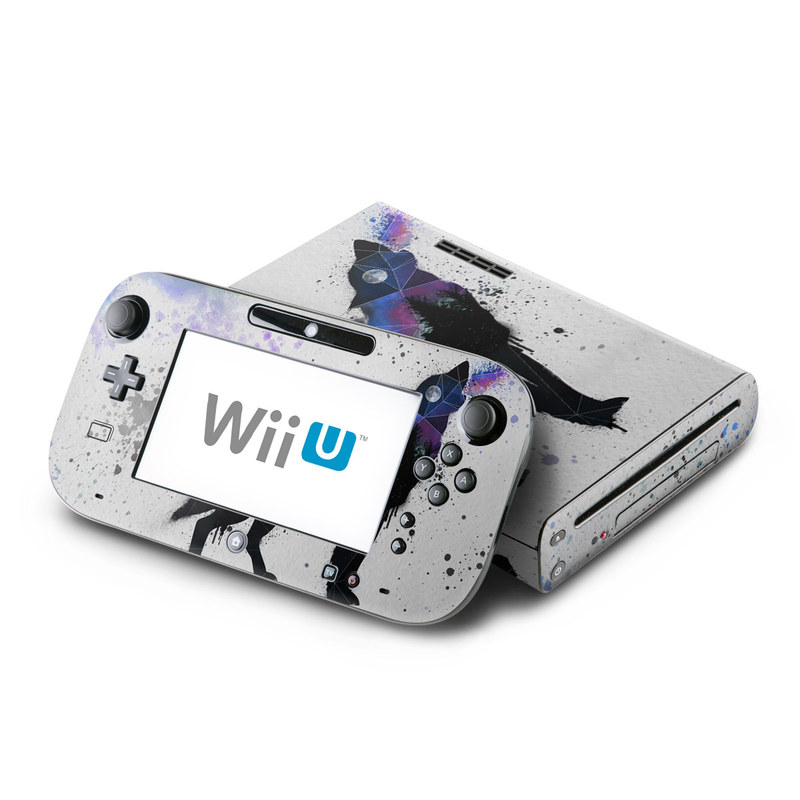 Wii U Skin design of Canidae, Art, Illustration, Watercolor paint, Dog, Graphic design, Street art, Acrylic paint, Painting, Visual arts, with gray, white, blue, black, green, purple colors