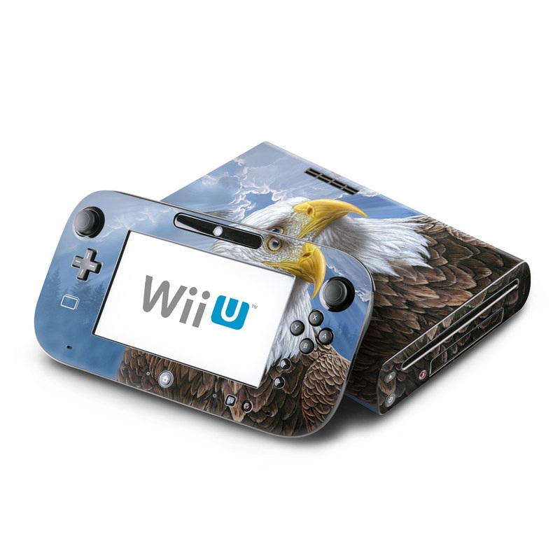 Wii U Skin design of Bird, Bald eagle, Bird of prey, Vertebrate, Accipitriformes, Accipitridae, Eagle, Nature, Beak, Kite, with blue, brown, white, yellow colors