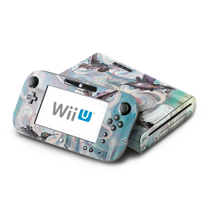 Wii U Skin design of Bird, Watercolor paint, Illustration, Hummingbird, Painting, Art, Wing, Fictional character, Acrylic paint, Perching bird, with gray, blue, black colors