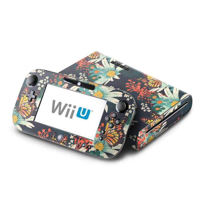 Wii U Skin design of Floral design, Pattern, Flower, Floristry, Textile, Botany, Plant, Visual arts, Design, Flower Arranging, with black, gray, green, red, blue, pink colors