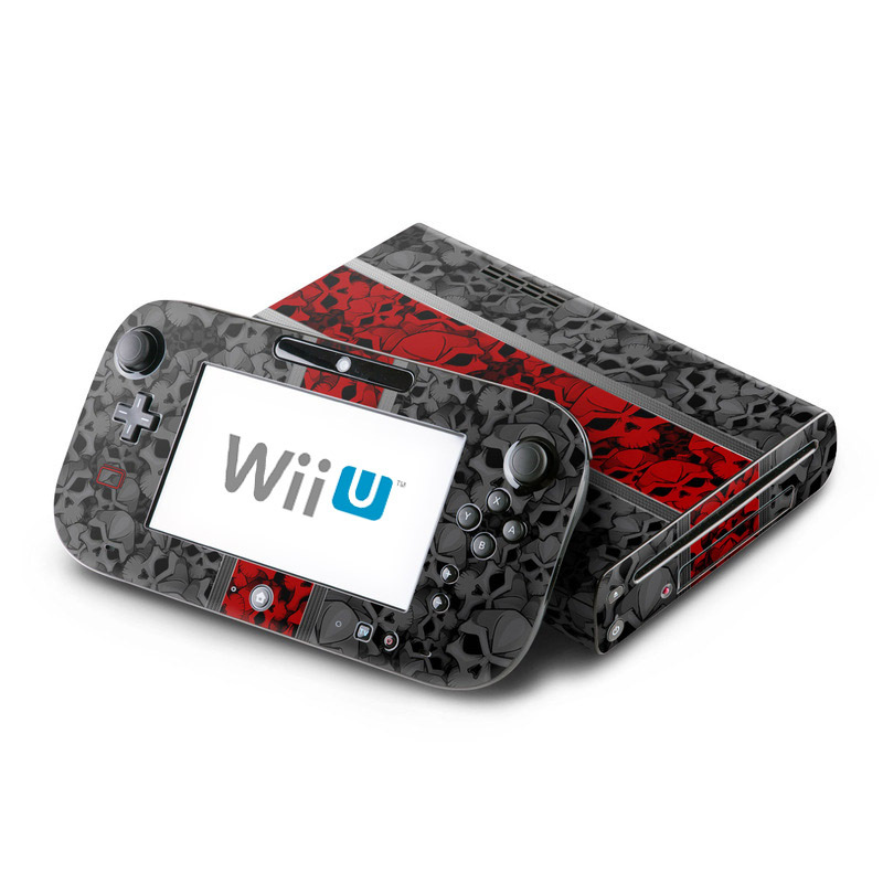 Wii U Skin design of Font, Text, Pattern, Design, Graphic design, Black-and-white, Monochrome, Graphics, Illustration, Art, with black, red, gray colors
