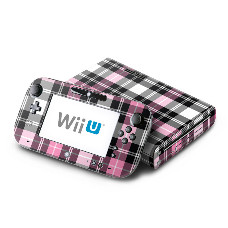 Wii U Skin design of Plaid, Tartan, Pattern, Pink, Purple, Violet, Line, Textile, Magenta, Design, with black, gray, pink, red, white, purple colors