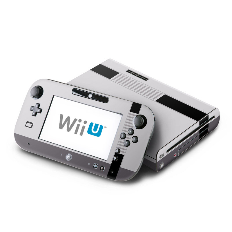 Wii U Skin design of Text, Font, Red, Product, Logo, Brand, Material property, Graphics, Rectangle, with gray, black, red colors