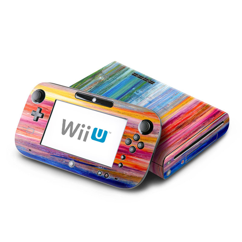 Wii U Skin design of Sky, Painting, Acrylic paint, Modern art, Watercolor paint, Art, Horizon, Paint, Visual arts, Wave, with gray, blue, red, black, pink colors