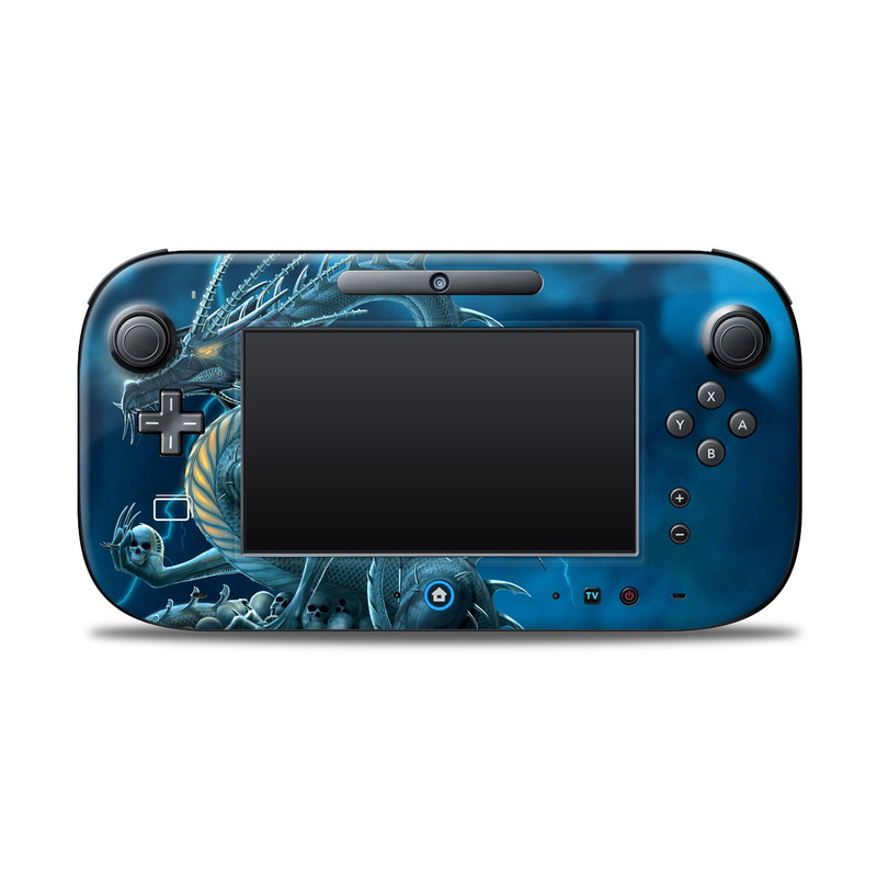 Wii U Controller Skin design of Cg artwork, Dragon, Mythology, Fictional character, Illustration, Mythical creature, Art, Demon, with blue, yellow colors