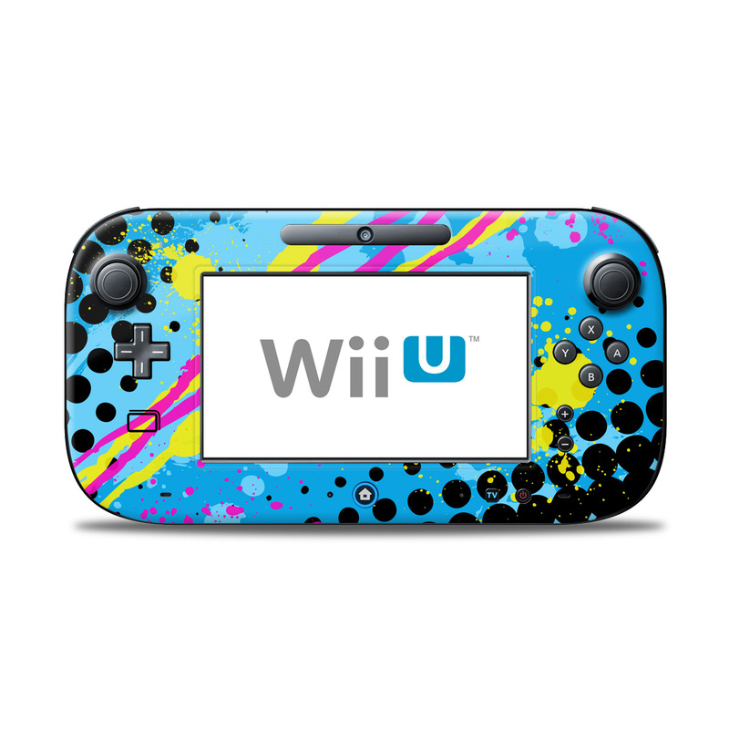 Wii U Controller Skin design of Blue, Colorfulness, Graphic design, Pattern, Water, Line, Design, Graphics, Illustration, Visual arts, with blue, black, yellow, pink colors