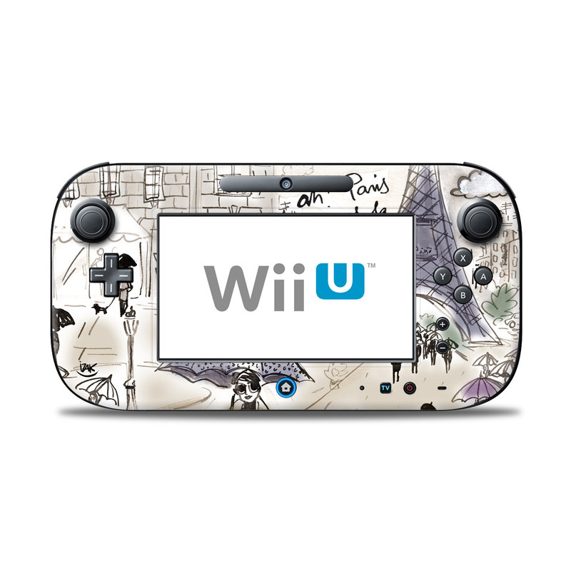 Wii U Controller Skin design of Cartoon, Umbrella, Illustration, Organism, Art, Fiction, Fictional character, with brown, gray, purple colors