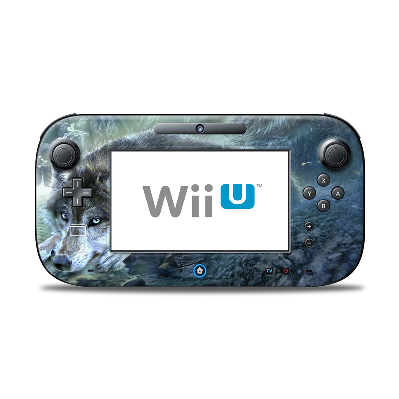 Wii U Controller Skin design of Cg artwork, Fictional character, Darkness, Werewolf, Illustration, Wolf, Mythical creature, Graphic design, Dragon, Mythology, with black, blue, gray, white colors