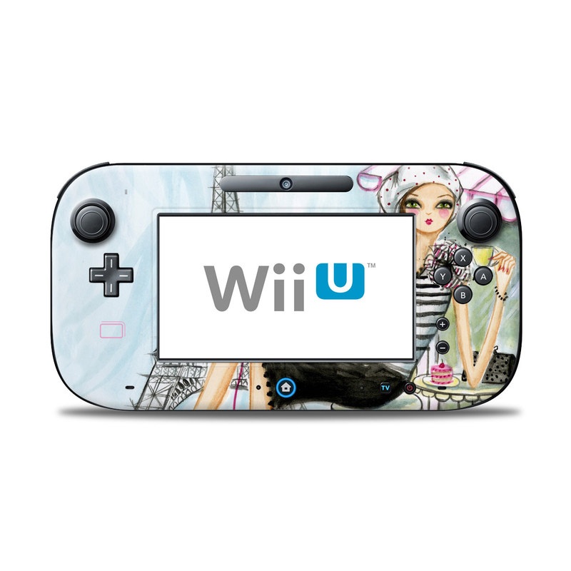 Wii U Controller Skin design of Pink, Illustration, Sitting, Konghou, Watercolor paint, Fashion illustration, Art, Drawing, Style, with gray, purple, blue, black, pink colors