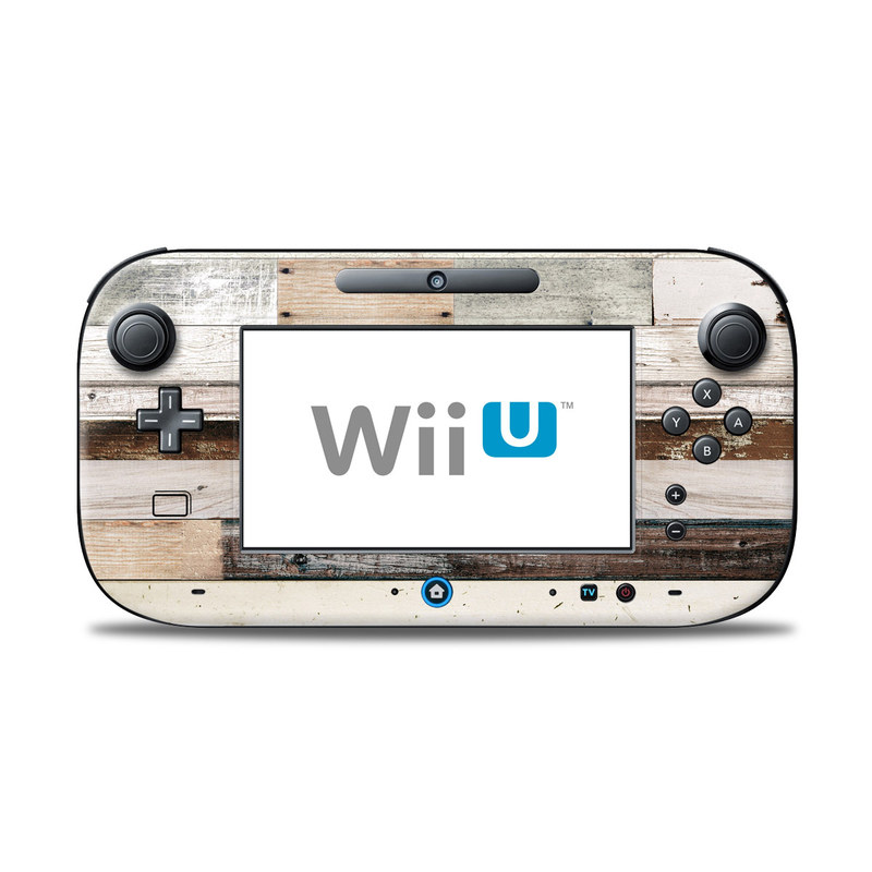 Wii U Controller Skin design of Wood, Wall, Plank, Line, Lumber, Wood stain, Beige, Parallel, Hardwood, Pattern, with brown, white, gray, yellow colors
