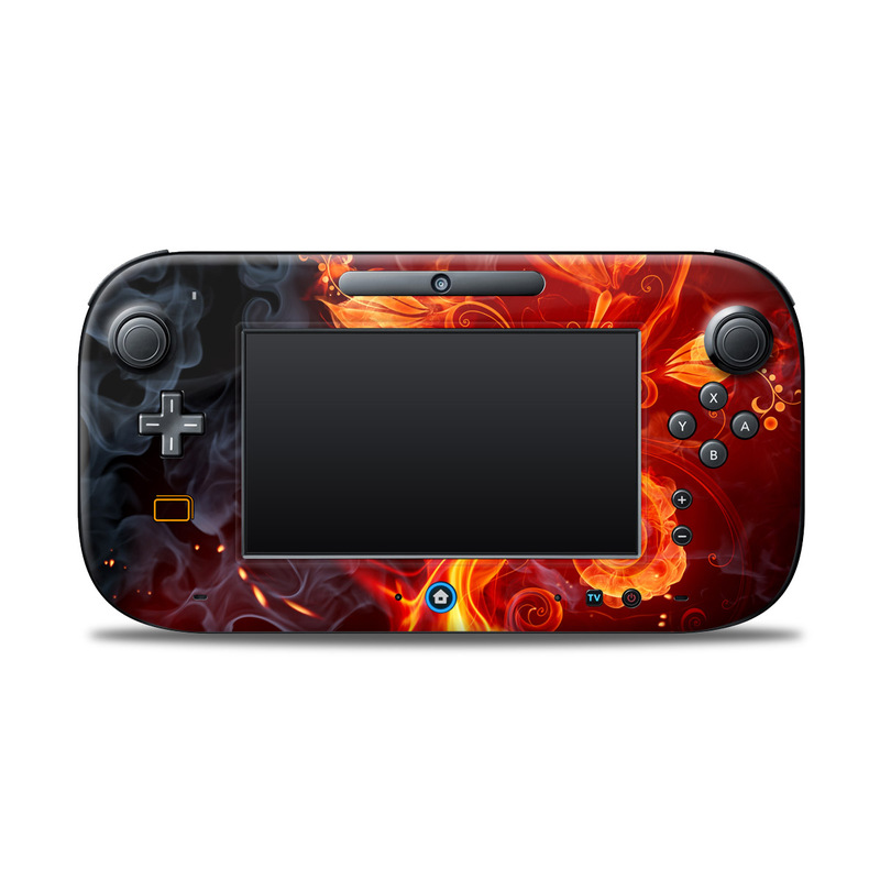 Wii U Controller Skin design of Flame, Fire, Heat, Red, Orange, Fractal art, Graphic design, Geological phenomenon, Design, Organism, with black, red, orange colors