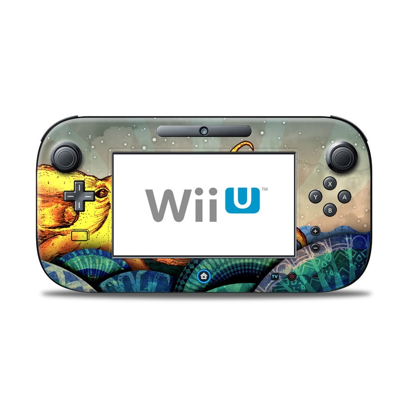 Wii U Controller Skin design of Illustration, Fractal art, Art, Cg artwork, Sky, Organism, Psychedelic art, Graphic design, Graphics, Octopus, with black, gray, blue, green, red colors