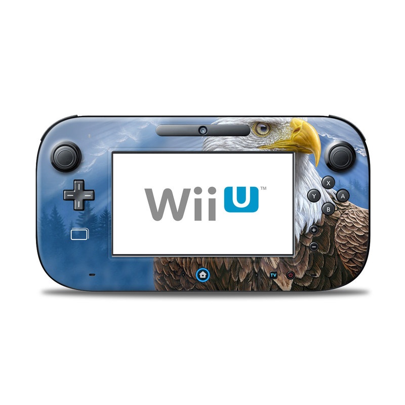 Wii U Controller Skin design of Bird, Bald eagle, Bird of prey, Vertebrate, Accipitriformes, Accipitridae, Eagle, Nature, Beak, Kite, with blue, brown, white, yellow colors