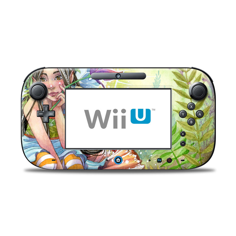 Wii U Controller Skin design of Fictional character, Illustration, Art, Plant, Painting, Wildflower, Mythical creature, with gray, green, black, yellow, red colors