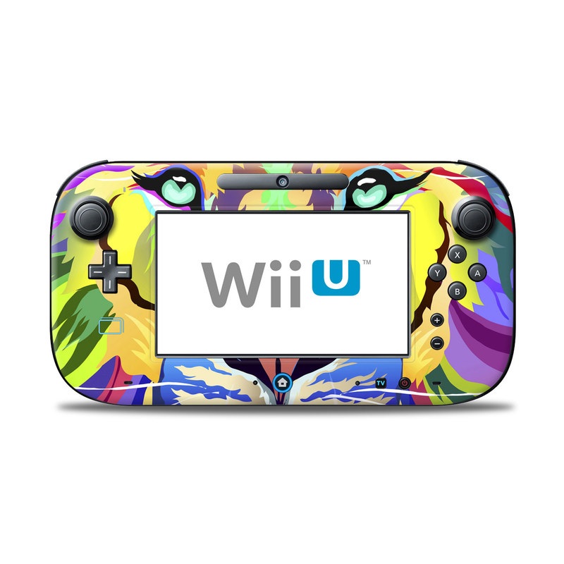 Wii U Controller Skin design of Bengal tiger, Felidae, Lion, Wildlife, Big cats, Tiger, Carnivore, Art, Illustration, Painting, with orange, yellow, green, red, pink, blue, purple colors