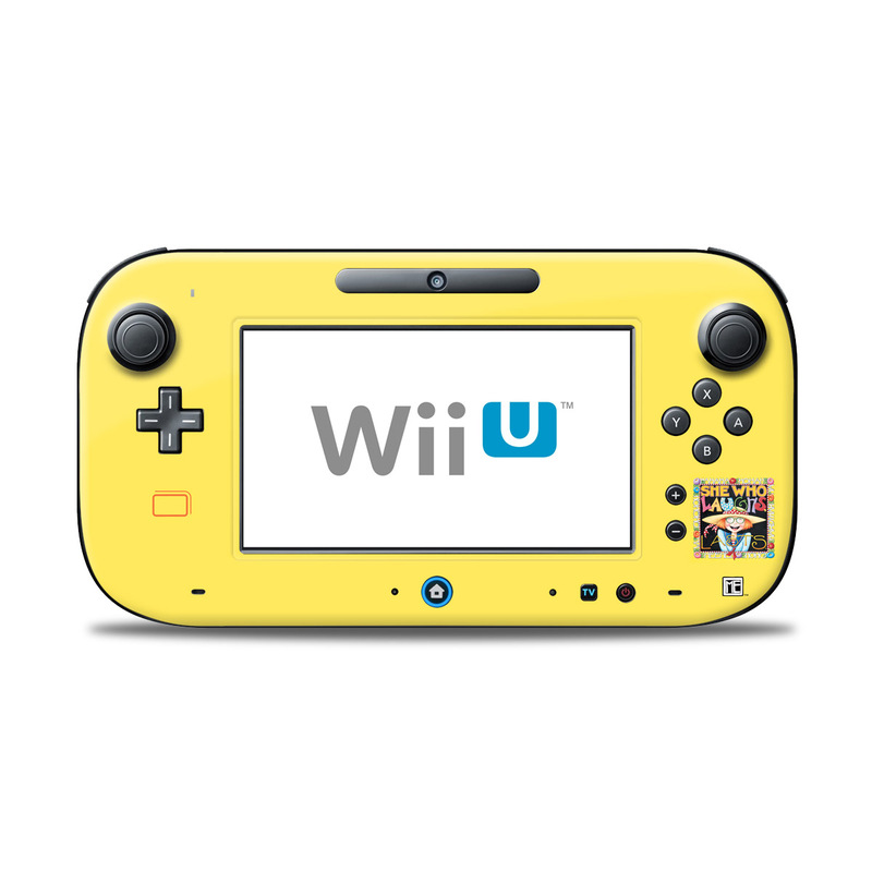 Wii U Controller Skin design of Text, with orange, black, gray, green, red, pink colors
