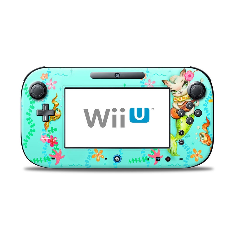 Wii U Controller Skin design of Fictional character, Illustration, Mermaid, Mythical creature, Clip art, Art, with blue, green, pink, yellow, orange, white, gray, brown colors