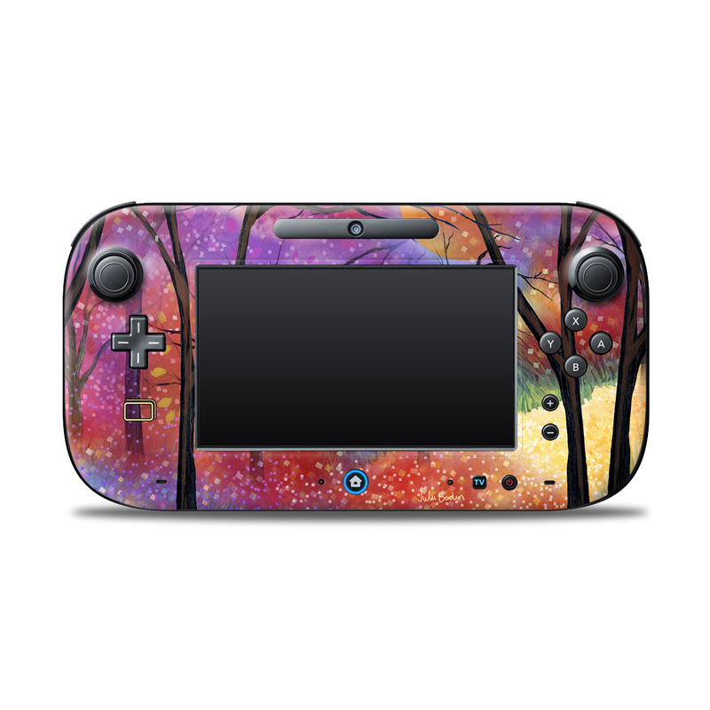 Wii U Controller Skin design of Nature, Tree, Natural landscape, Painting, Watercolor paint, Branch, Acrylic paint, Purple, Modern art, Leaf, with red, purple, black, gray, green, blue colors