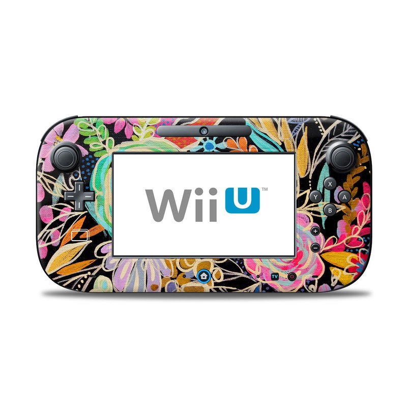 Wii U Controller Skin design of Pattern, Floral design, Design, Textile, Visual arts, Art, Graphic design, Psychedelic art, Plant, with black, gray, green, red, blue colors