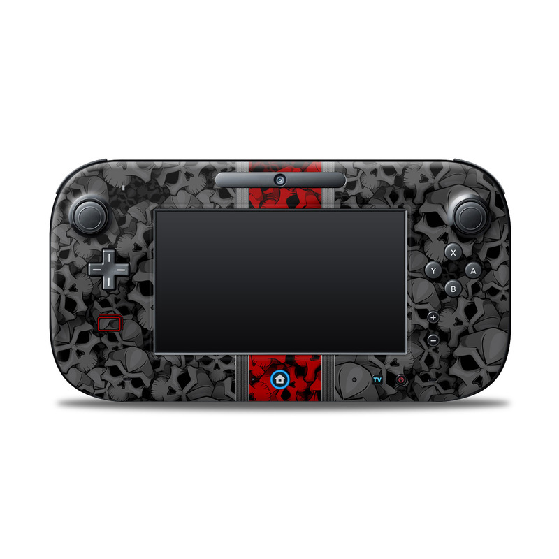 Wii U Controller Skin design of Font, Text, Pattern, Design, Graphic design, Black-and-white, Monochrome, Graphics, Illustration, Art, with black, red, gray colors