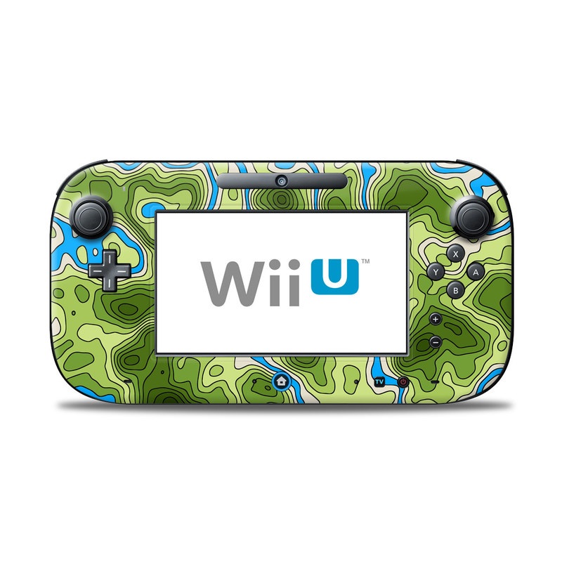 Wii U Controller Skin design of Botany, Azure, Organism, Vegetation, Aqua, Terrestrial plant, Symmetry, Electric blue, Pattern, Art, with green, blue colors