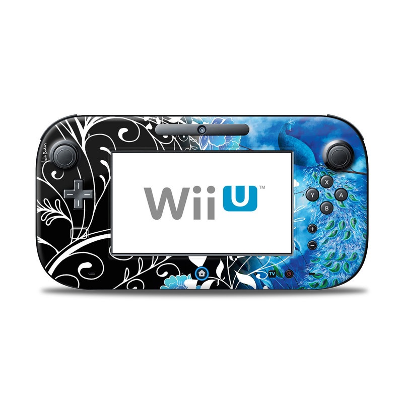 Wii U Controller Skin design of Blue, Pattern, Graphic design, Design, Illustration, Organism, Visual arts, Graphics, Plant, Art, with black, blue, gray, white colors