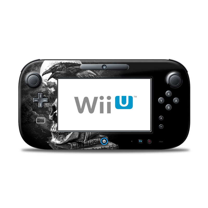 Wii U Controller Skin design of Bone, Skull, Bird, Darkness, Monochrome, Wing, Black-and-white, Illustration, Beak, Fictional Character, Drawing, Symbol, with black, white, gray colors
