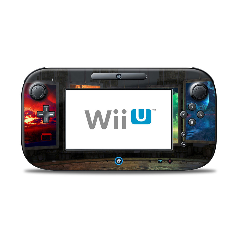 Wii U Controller Skin design of Light, Lighting, Water, Sky, Technology, Night, Art, Geological phenomenon, Electronic device, Glass, with black, red, green, blue colors